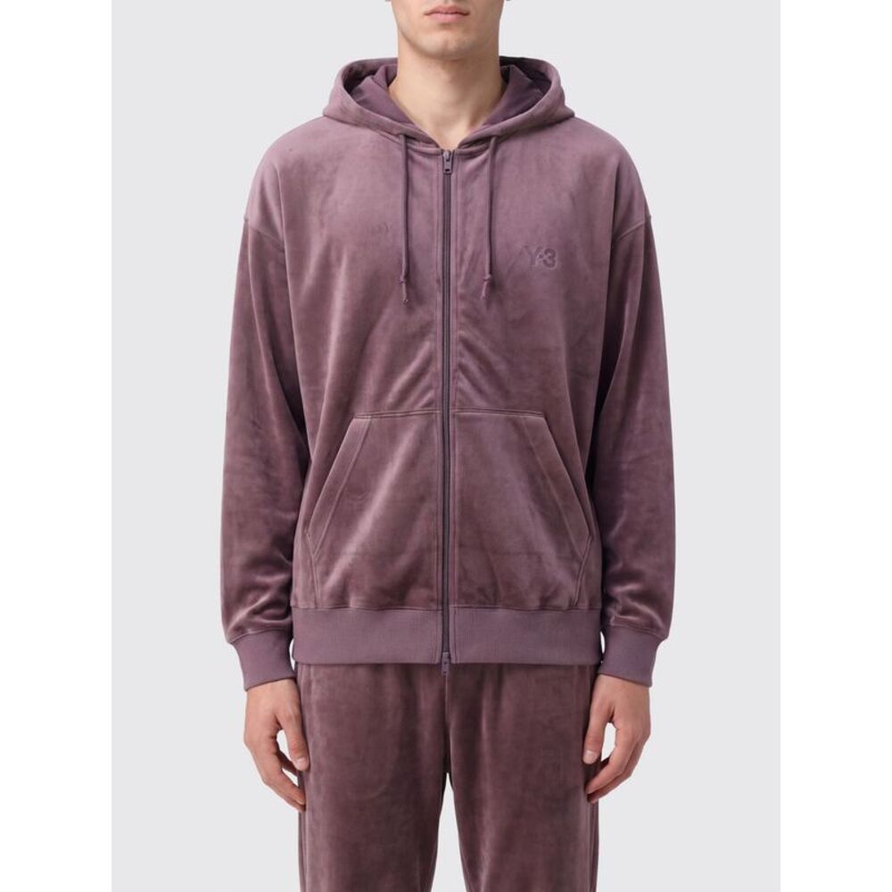 Y-3 Men Zipped Hoodie Y-3 In Velvet With A Relaxed Fit And Dropped Shoulders
